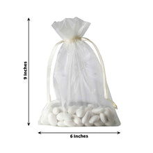 10 Pack | 6x9inches Ivory Organza Drawstring Wedding Party Favor Gift Bags
