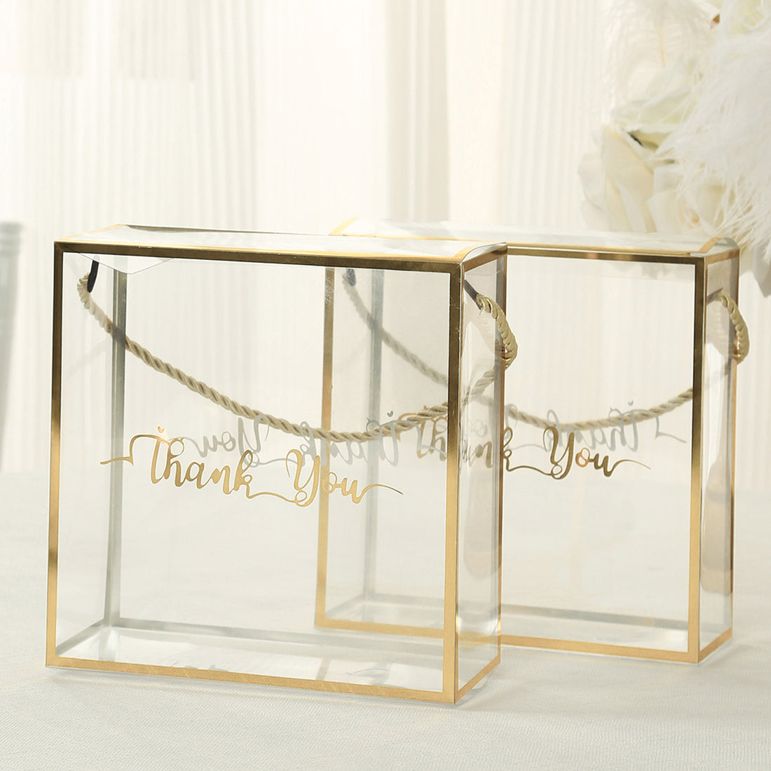 Gold Trimmed Clear PVC Favor Boxes 25 Pack | eFavormart