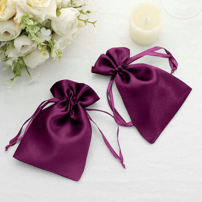 Purple satin drawstring bags for gifts or favors