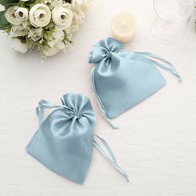 Blue satin drawstring bags for gifts or party favors.