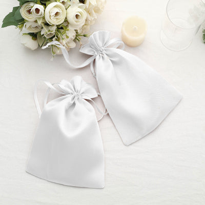 Elegant white satin drawstring bags for gifts or favors
