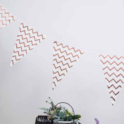 Rose gold chevron party bunting banner hanging decor