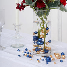 200Pcs Assorted Navy Blue and Gold Lustrous Faux Pearl Beads Vase Fillers