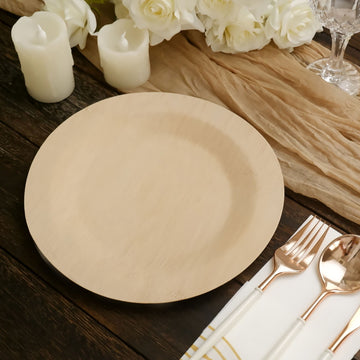 10 Pack Eco Friendly Bamboo Round Disposable Dinner Plates 9" - Perfect for Sustainable Event Decor