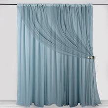 10ft Dusty Blue Dual Layered Sheer Chiffon Polyester Backdrop Curtain With Rod Pockets