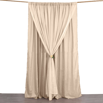 Elegant Nude Dual Layered Sheer Chiffon Polyester Backdrop Curtain