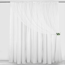 10ft White Dual Layered Sheer Chiffon Polyester Backdrop Curtain With Rod Pockets
