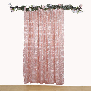 Elevate Your Event with the Rose Gold Geometric Diamond Glitz Sequin Backdrop Curtain