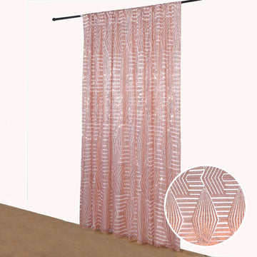 Experience the Magic of the Rose Gold Geometric Diamond Glitz Sequin Backdrop Curtain