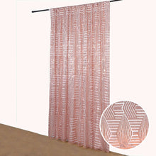 Rose Gold Geometric Sequin Divider Backdrop Curtain with Satin Backing, Seamless Opaque Sparkly