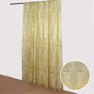 Effortless Elegance with the Gold Geometric Sequin Backdrop Curtain