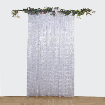 Elegant Silver Geometric Diamond Glitz Sequin Backdrop Curtain