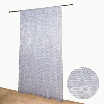 Turn Your Event into a Dazzling Affair with the Silver Geometric Diamond Glitz Sequin Backdrop Curtain