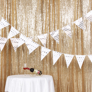 Shimmering Gold Sequin Photo Backdrop Curtain Panel