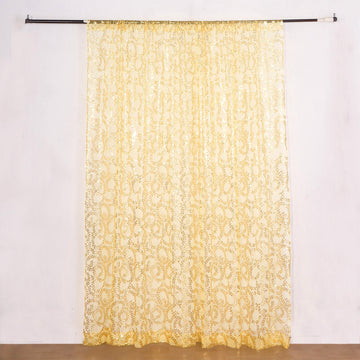 Luxurious Gold Embroidered Sequin Backdrop Curtain