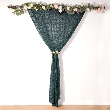 Experience Unmatched Elegance with the Hunter Emerald Green Embroider Sequin Backdrop Curtain