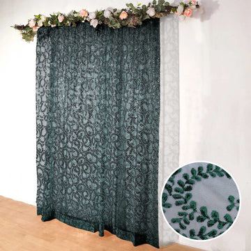 Elevate Your Event Decor with the Hunter Emerald Green Embroider Sequin Backdrop Curtain