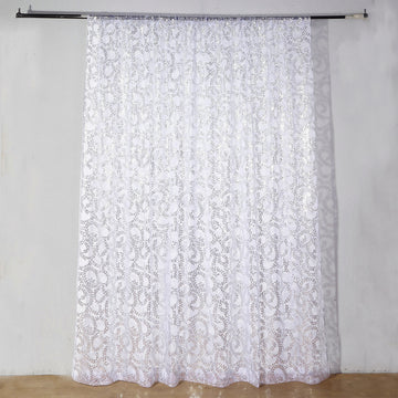 Enhance Your Event with the Silver Embroider Sequin Backdrop Curtain
