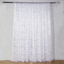 8ftx8ft Silver Embroider Sequin Backdrop Curtain, Sparkly Sheer Drapery Panel With Embroidery Leaf