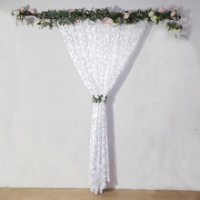 Silver Embroider Sequin Divider Backdrop Curtain, Sparkly Sheer Event Drapes With Embroidery Leaf 