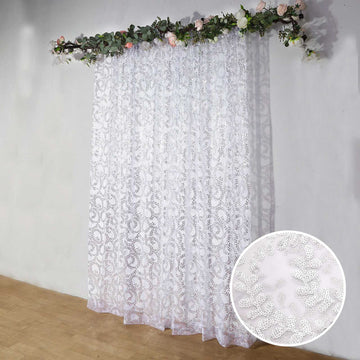 Elegant Silver Embroider Sequin Backdrop Curtain for Stunning Event Décor