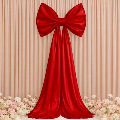 10ft Giant Satin Bow Backdrop Decor, Red – Weddings, Birthdays & Baby Showers