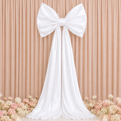 10ft Giant Satin Bow Backdrop Decor, White – Weddings, Birthdays & Baby Showers