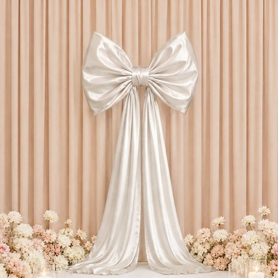 7ft Giant Beige Satin Bow Tie Décor for Weddings, Baby Showers & Events
