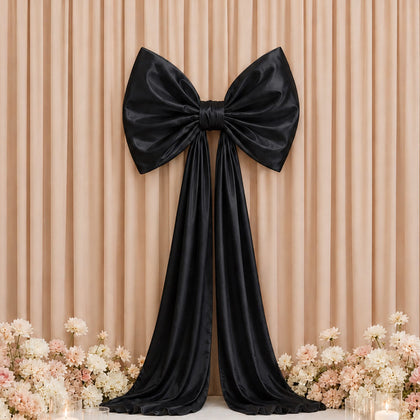 7ft Giant Black Satin Bow Tie Décor for Weddings, Baby Showers & Events
