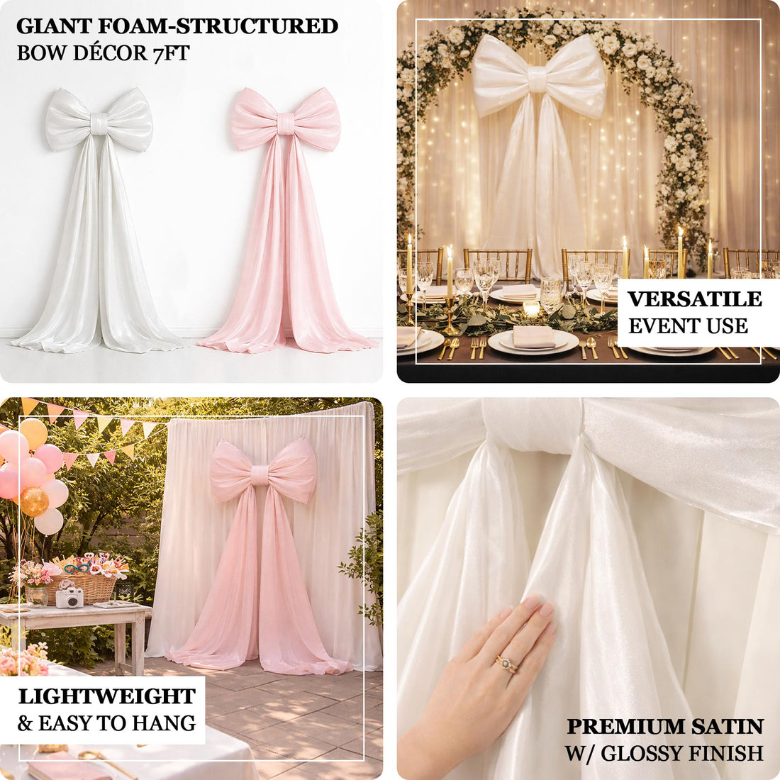 7ft Giant Bow Tie Décor for Events Blush | eFavormart