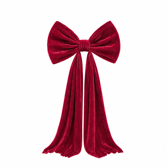 7ft Giant Burgundy Velvet Bow Tie Décor for Weddings, Galas & Events - Oversized Decorative Backdrop Bow with Long Draping Tails