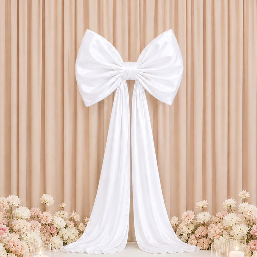 7ft Giant White Satin Bow Tie Décor for Weddings, Baby Showers & Events