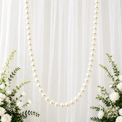 White Foam Pearl Garland 7.5ft Long with 60 Count 1.5" Pearls - Hanging Strand for Backdrop Decor
