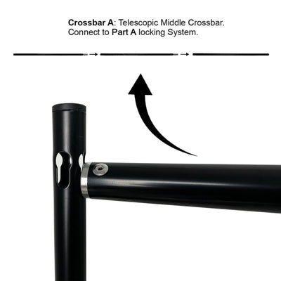 Telescopic middle crossbar for Part A locking system