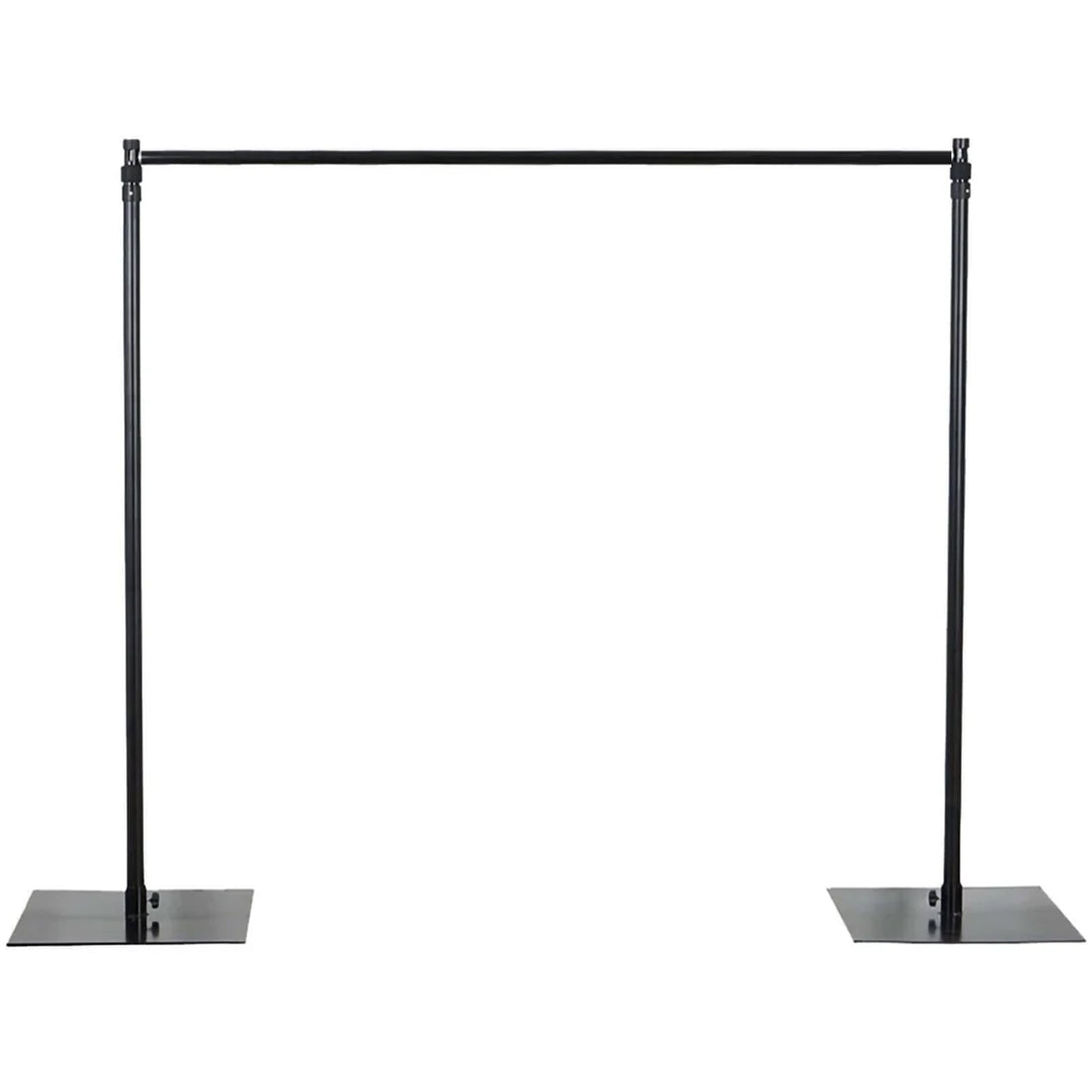 Adjustable black backdrop stand with base plates and crossbar