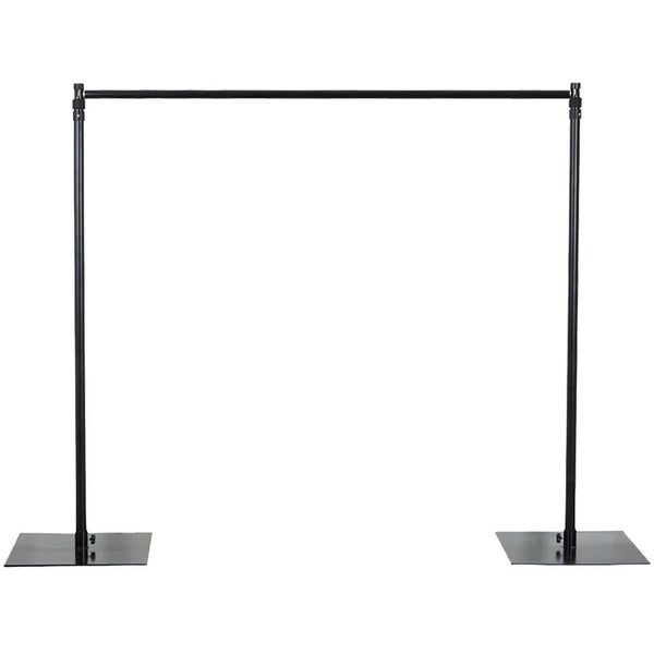 Adjustable black backdrop stand with base plates and crossbar