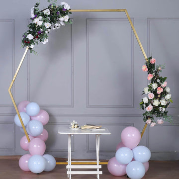 Elegant Gold Metal Hexagonal Wedding Arch for Stunning Event Decor