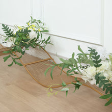 7ft Gold Metal Lattice Wavy Grid Design Wedding Arch Aisle Backdrop Stand, S-Shaped Flower Frame