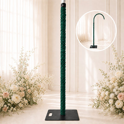 Adjustable green canopy stand with weighted base for wedding or event decor
