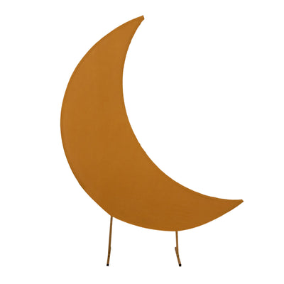 Yellow crescent moon decoration on a stand