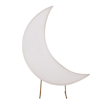 White crescent moon decorative lamp on golden legs