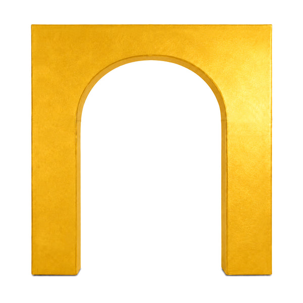 Golden arch-shaped frame or decorative doorway on white background