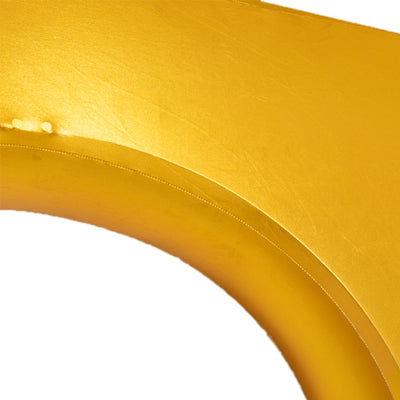 Gold decorative frame close-up showing glossy finish and elegant design.