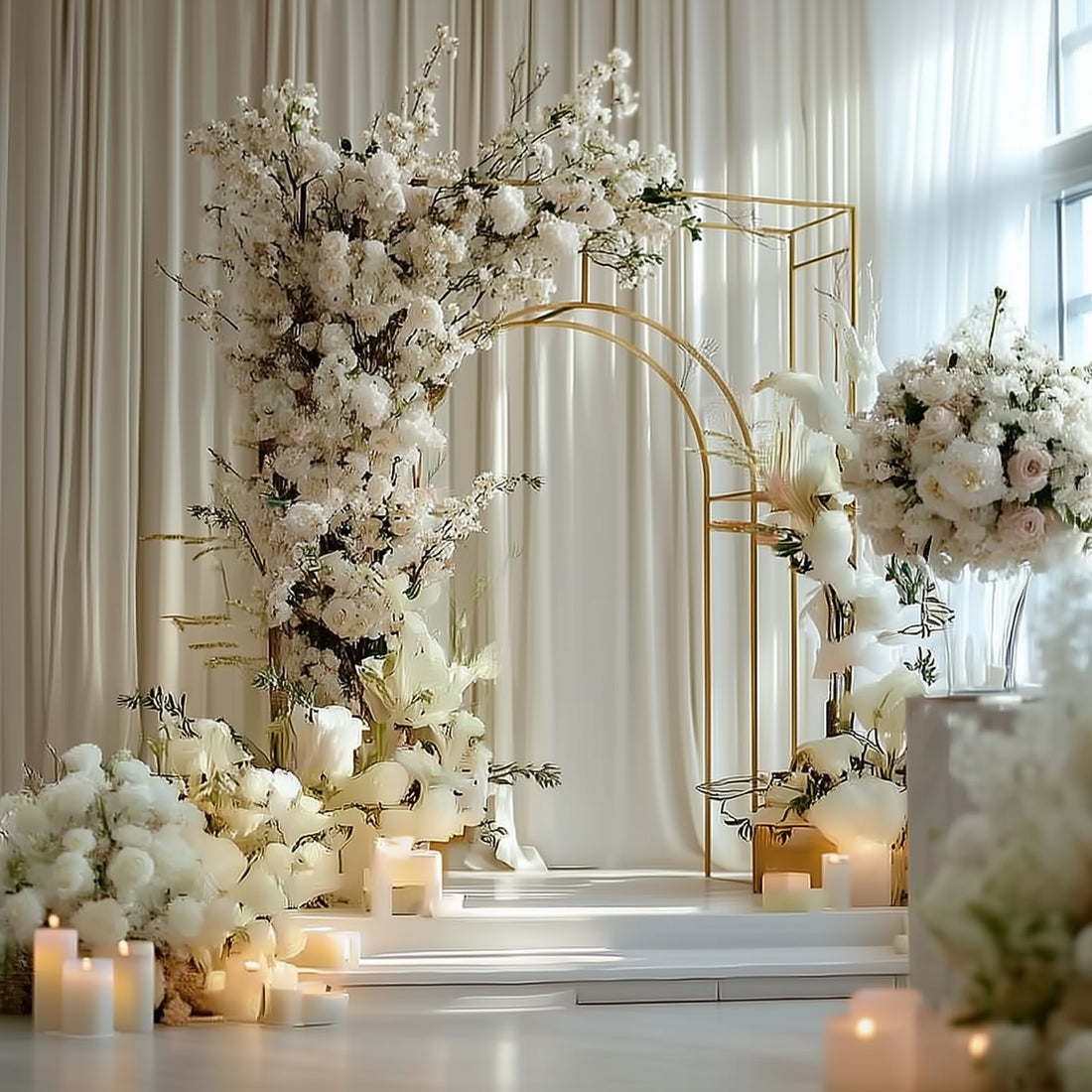 7ft Metal Arch Backdrop Stand Gold | eFavormart