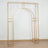 Gold metal archway display stand on a plain background