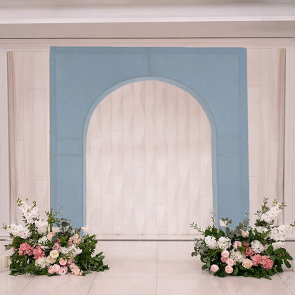 Dusty Blue Spandex Wedding Arch Cover for Arc de Triomphe Stand, Stretch Fitted Floral Balloon Frame Backdrop Stand Cover - 7ft