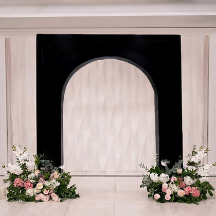 Black Spandex Wedding Arch Cover for Arc de Triomphe Stand, Stretch Fitted Floral Balloon Frame Backdrop Stand Cover - 7ft