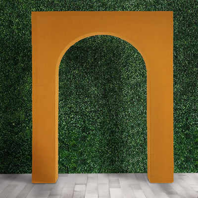Orange archway backdrop for events and photo shoots.