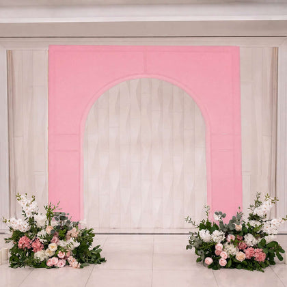 Pink Spandex Wedding Arch Cover for Arc de Triomphe Stand, Stretch Fitted Floral Balloon Frame Backdrop Stand Cover - 8ft