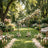 Elegant floral wedding arch with candles and rose arrangements in a lush garden setting.